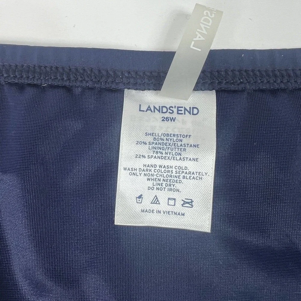 Lands' End Navy Blue Swim Skort Skirt Size 26W Pull On Elastic Waist